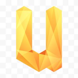 创意黄色钻石折纸几何拼接字母U