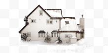 冬季传统复古房屋雪景